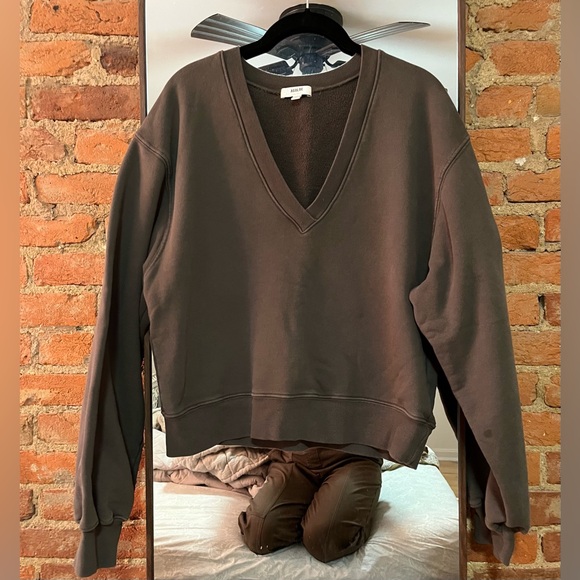 Agolde Charcoaly/green V-Neck Sweatshirt - Picture 1 of 4